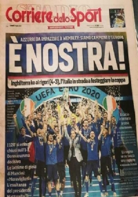 Corriere dello Sport 12/07/2021 Vittoria Italia Calcio