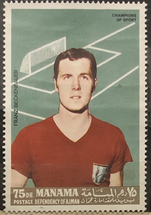 Francobollo Stamp 75 Dh Champions of Sport Franz Beckenbauer Dependance of Ajman 1970 USATO di AA.VV.