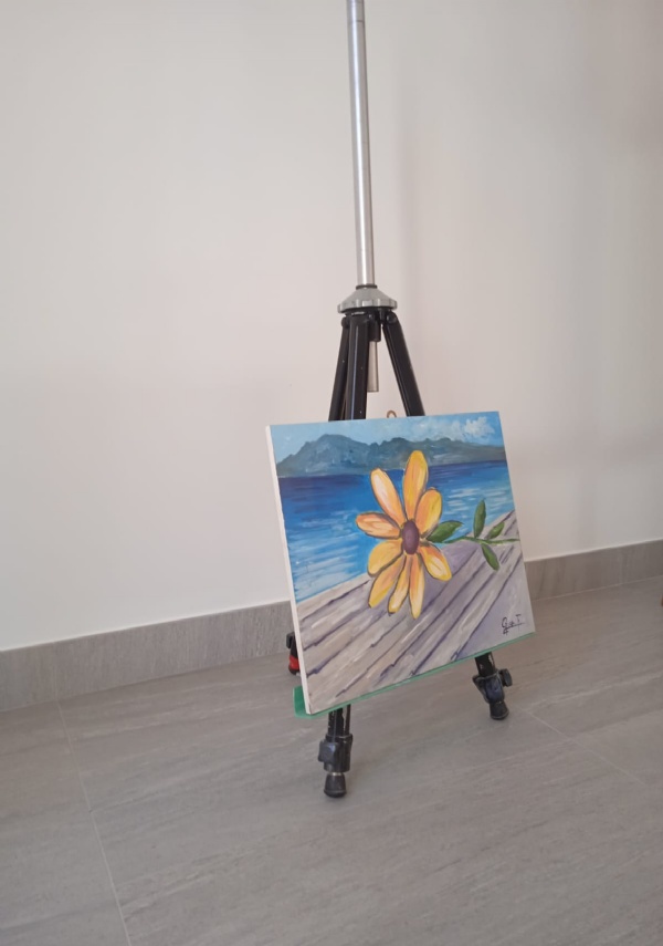 Girasole Quadro su pannello MDF con tecnica mista 50×40 cm di Gianfranco Pepe