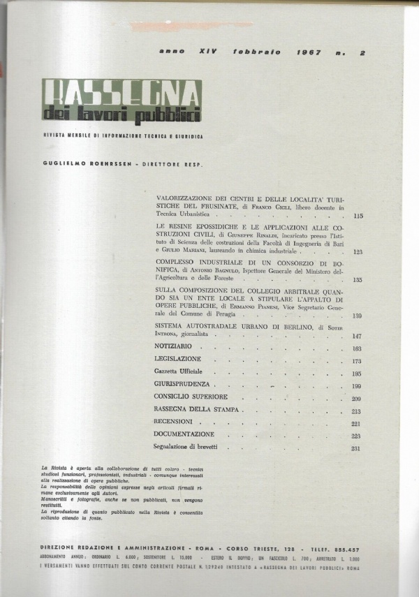 INGEGNERIA RASSEGNA DEI LAVORI PUBBLICI APRILE 1967 di 