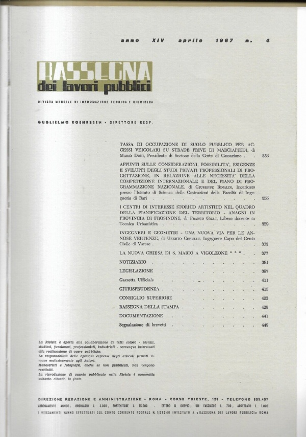 INGEGNERIA RASSEGNA DEI LAVORI PUBBLICI MARZO 1967 di 