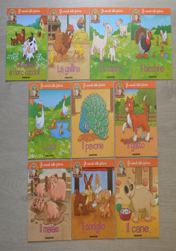 Lotto 10 libri bambini Gli animali della fattoria - De Agostini - ottimi!