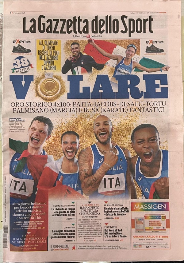 La Gazzetta dello Sport 7 agosto 2021 Volare Oro Storico Vittoria Tamberi-Jacobs+Sportweek n.32 di AA.VV.