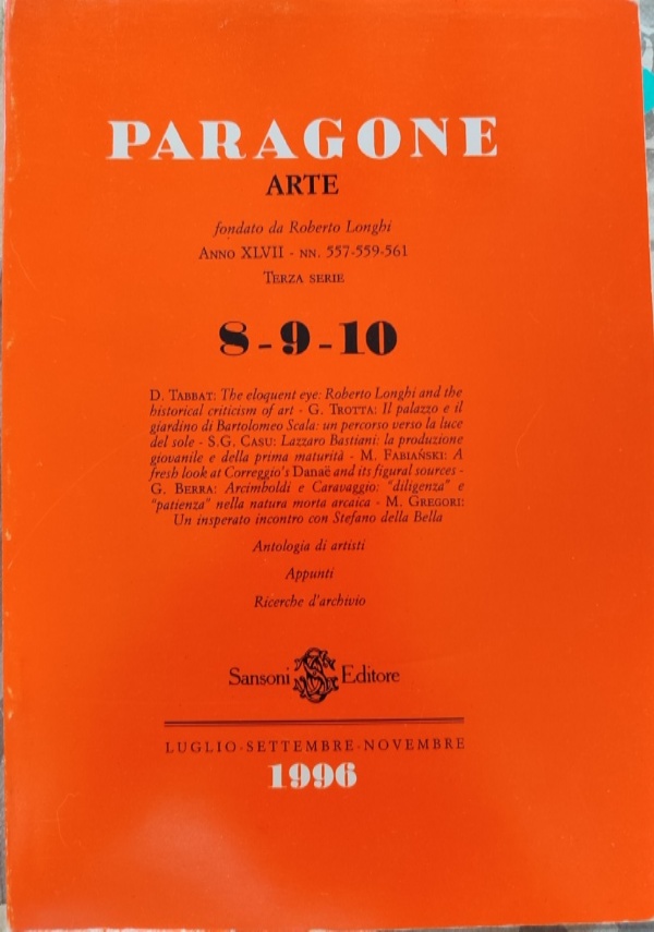 PARAGONE ARTE - Terza serie, n. 18 - marzo 1998 di 