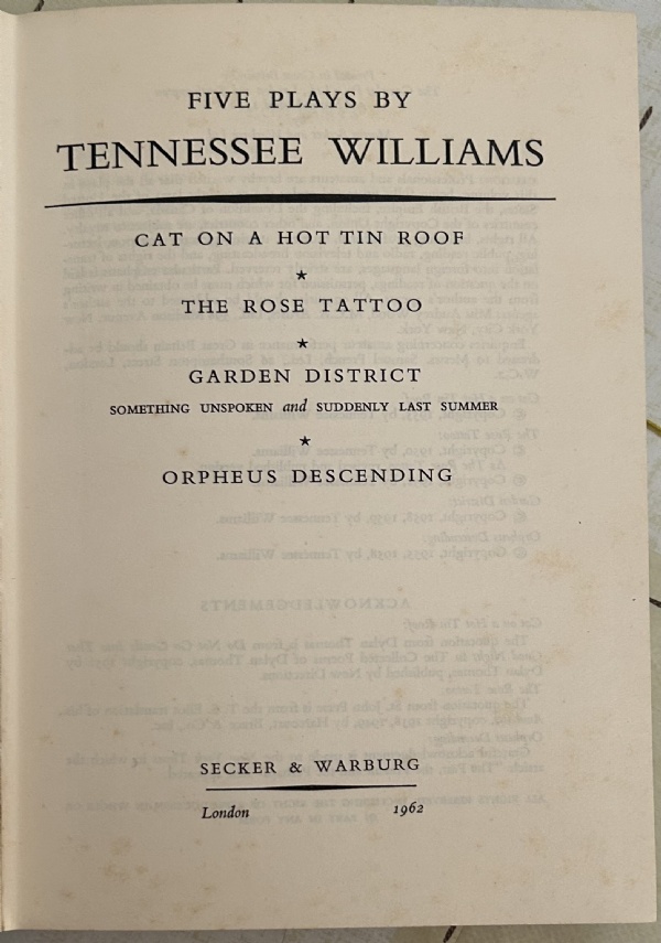 Five Plays by Tennesse Williams di Tennesse Williams